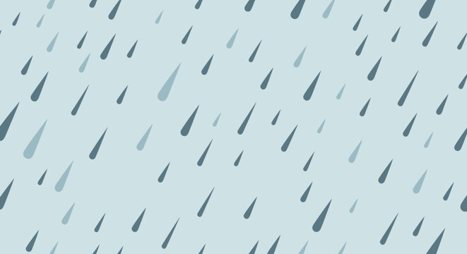 Minimalist digital illustration of falling raindrops on a light blue background