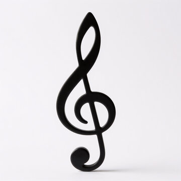Hyperrealistic Treble Clef. Simple, White-Background Digital Design Showcasing A Treble Clef In Vibrant Detail