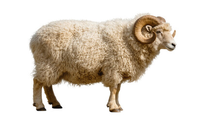 Ram with large curved horns and thick woolly coat © Fried