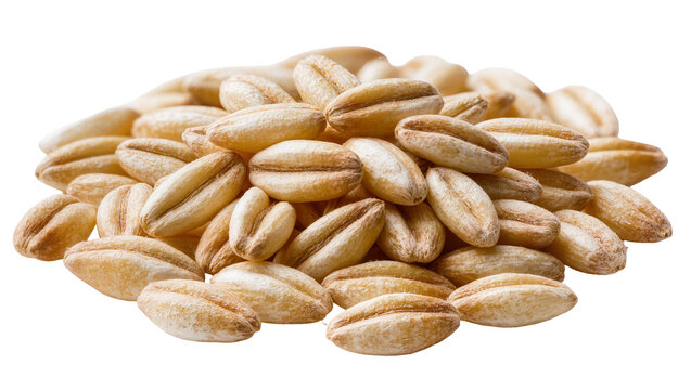 Pile of raw oat groats with visible texture and striations