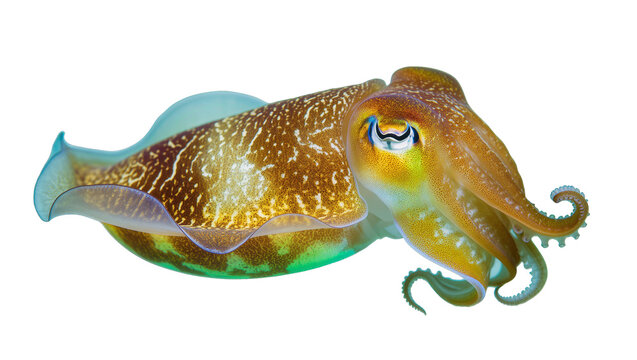 Cuttlefish with intricate patterned skin and large eye
