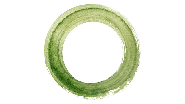 Beautiful polished round green jade watercolor ring circle donut talisman isolated on transparent background