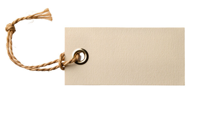 Blank beige paper tag with jute string and metal eyelet