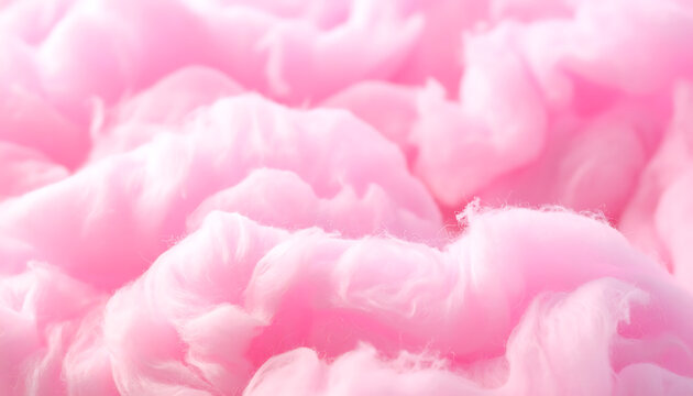 close up of fluffy pink cotton candy swirls and soft textures, sweet confection, carnival treat, delicate sugary strands, pastel colors, lighthearted mood