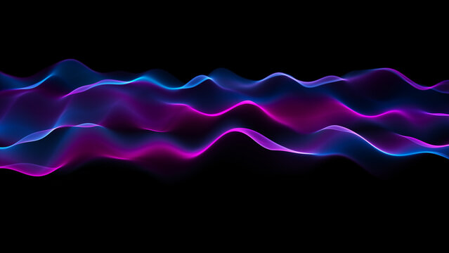 Colored waves background with glowing blue and pink wave surface, abstract neon backdrop for LED screens, website headers and live broadcasts
