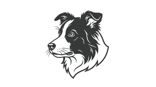 Border Collie Dog Head Silhouette Vector Art