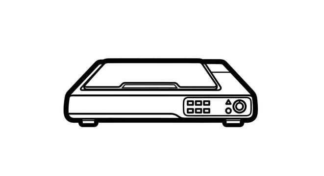 Flatbed scanner icon line art for digitizing documents and photos with control panel