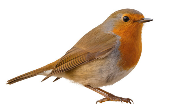 European Robin bird with orange breast and grey head