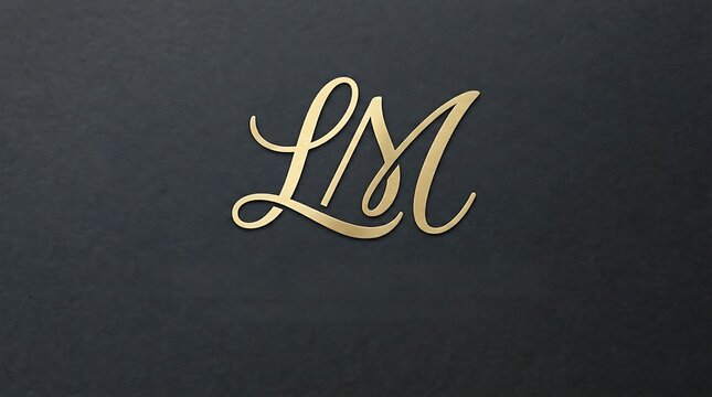 Gold monogram l m on dark background letter l letter m