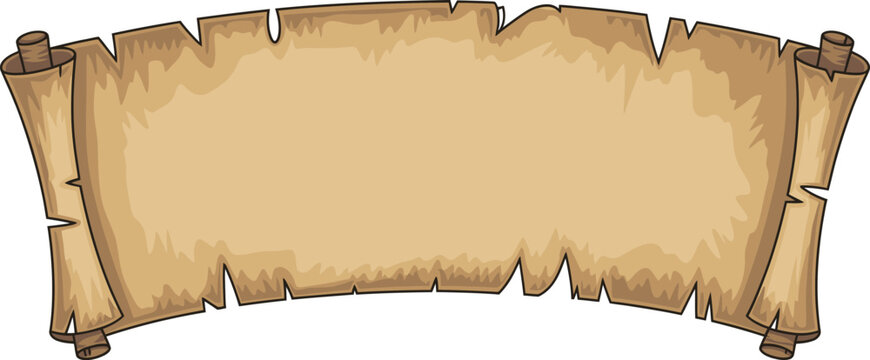 Vintage parchment paper scroll banner for text message space flat design art.