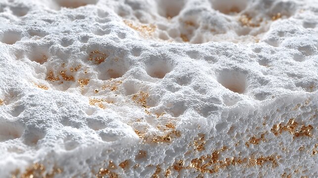 Macro view of white porous volcanic stone surface texture.