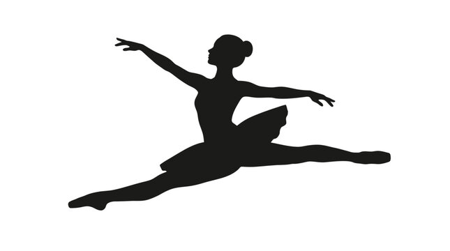 Silhouette of a ballet dancer performing a graceful leap.