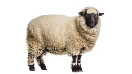 Sheep with black face and legs, thick woolly coat © Vetle