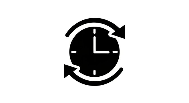 Clock with Circular Arrows Icon Representing Time and Cycles.