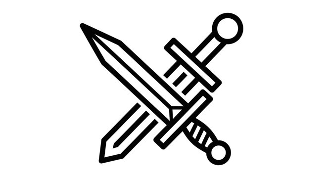 Crossed swords black line icon symbolizing conflict and battle