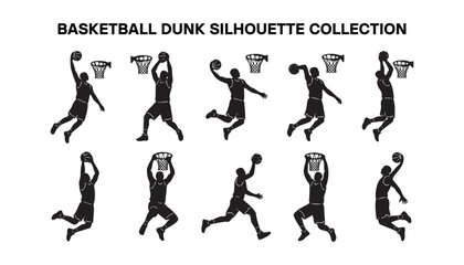 Basketball Dunk Silhouette Icon Sheet Collection. © Ayan