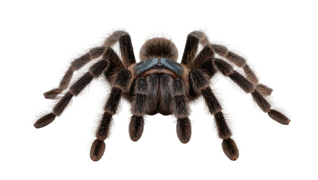 Hairy brown tarantula spider with eight legs