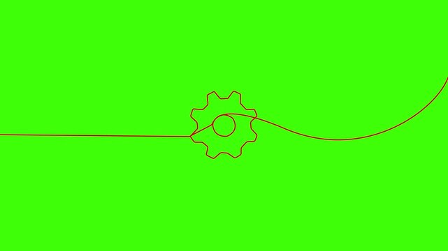 Video. Gears with paper airplane one continuous editable line. Concept of learning, business, Animation on white background GK. Line gear continuous one art cog icon work business factory wheel. ...