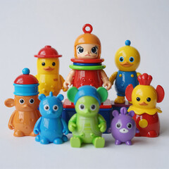 Naklejka premium Grunge Drum Kids. Vibrant, Child-Friendly Scene Featuring Assorted Toys
