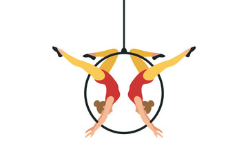 Aerial acrobats performing on lyra hoop vector illustration © tere