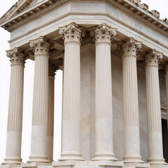 Obraz premium Children'S Book Ancient Rome. Marble Antique Columns And Pillars Of Classical Greek/Roman Architecture Showcase The Intricate Details Of White Stone, Vertical Flutings, And Ornate Capitals