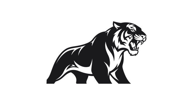 Black and white panther silhouette illustration mascot logo design