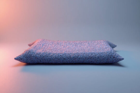 A thin pillow made of synthetic fabric