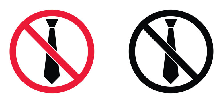 No Tie dress code icon restriction sign, formal attire prohibition symbol for workplace and event clothing policy guidance display, vector design