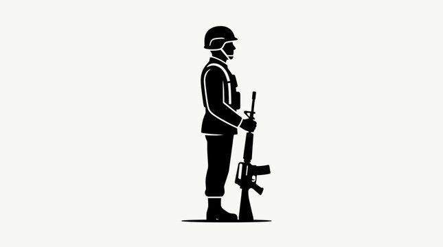 Soldier standing at attention holding rifle silhouette.