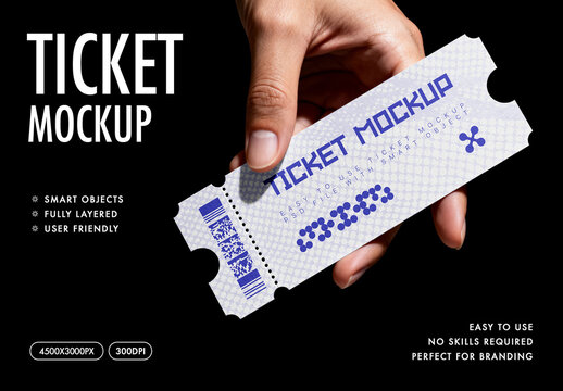 Ticket Mockup &ndash; Concert Branding Stationery Presentation (PSD)