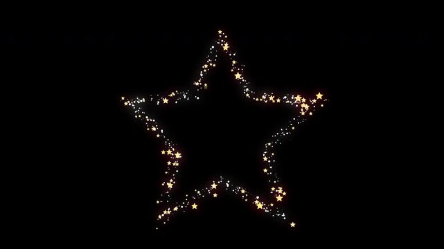 Yellow star and pink heart particle loop motion graphic with alpha channel. Love and star shape explosion animated on transparent background.