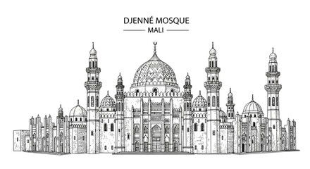 Obraz premium Dienne Mosque Architecture in Mali Africa.