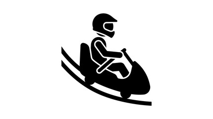 Bobsledder wearing a protective helmet navigates a steep track during a high-speed winter sports competition event. © Berkah