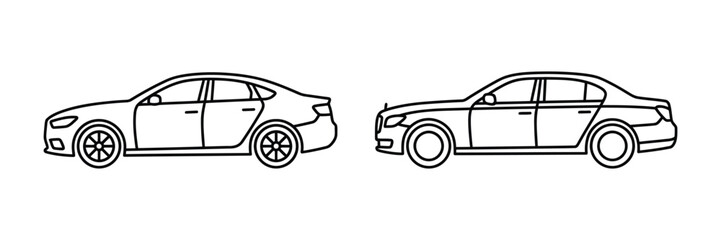 Obraz premium Luxury sedan icon line art vector illustration design