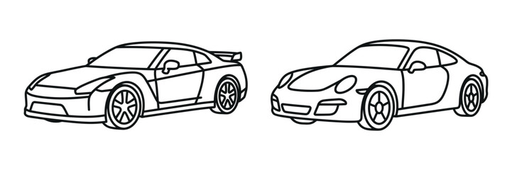 Fototapeta premium Sports car icon line art vector illustration design