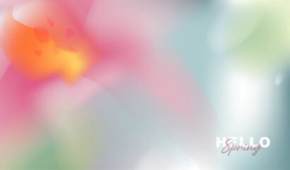 Abstract spring fluid gradient background with blurred soft focus floral elements, pastel colorful watercolor bokeh backdrop with copy space for banner, website header, greeting card design. © TripleP Studio