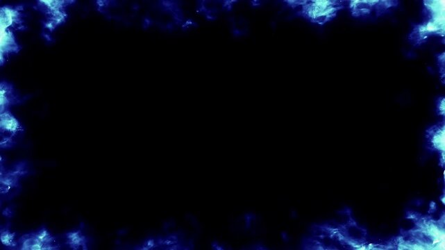 青い炎のフレームループ（弱）｜クールな火の枠・火の粉エフェクト