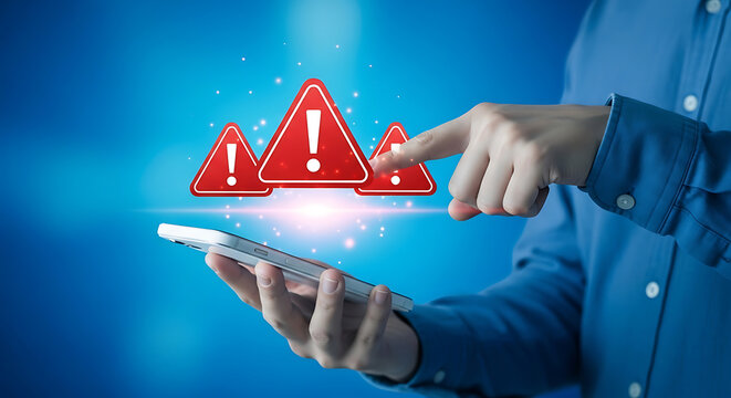 Digital security professional identifying multiple system vulnerability alerts on a mobile device screen