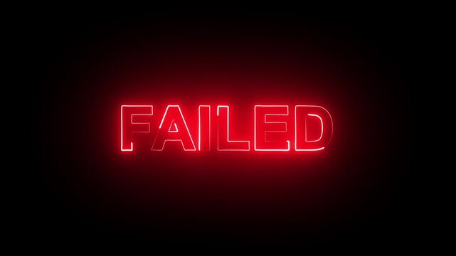 glowing neon Failed Stamp Icon animation. neon Red color Sign stamp, Reject and not accepted stamp concept
