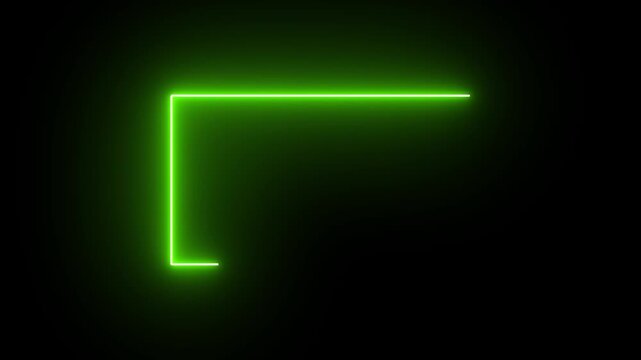 glowing neon rectangle border frame and three neon line animation