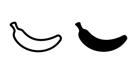 Banana Icons, Fruit Vector Graphics, Simple Outline and Solid Fill, Healthy Food Symbols © black man
