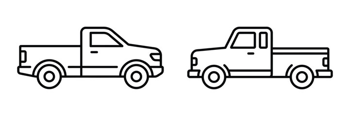 Pickup truck icon line art vector illustration design © MST