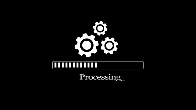 System update and processing bar icon isolated . Updating bar icon and updating software,on a black backgraund,4k video animation.
