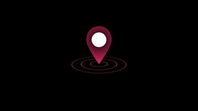 gps map animation on black background. Location pin point icon animation. animation of locator Pin point symbol