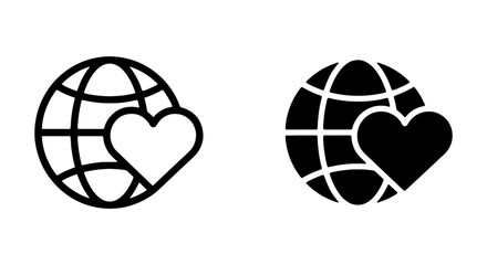 Global Love Icons, Earth Heart Symbols, International Care Graphics, Worldwide Compassion Vector Set © black man
