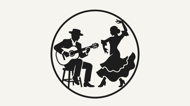 Flamenco Dancer and Guitarist Silhouette.