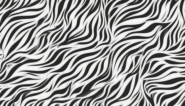 Seamless black and white zebra skin animal print pattern.