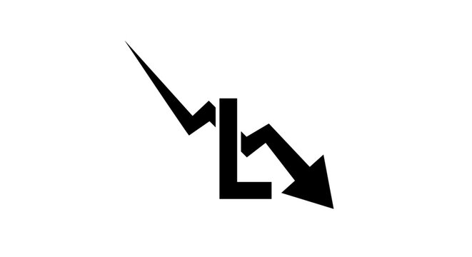 Black Arrow Graph Down Trend Icon.