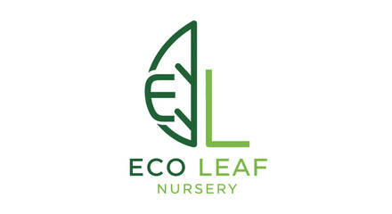 Fototapeta premium Eco leaf nursery logo modern green design for environmental branding