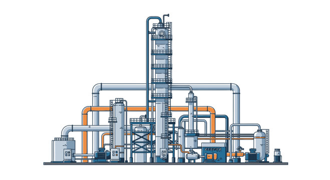Industrial refinery illustration isolated on white background for design resources